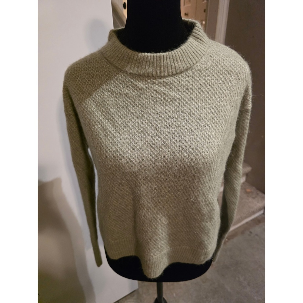 Quince Baby Alpaca Wool Diamond Stitch Crew Sweater Sage Green Small LB49524